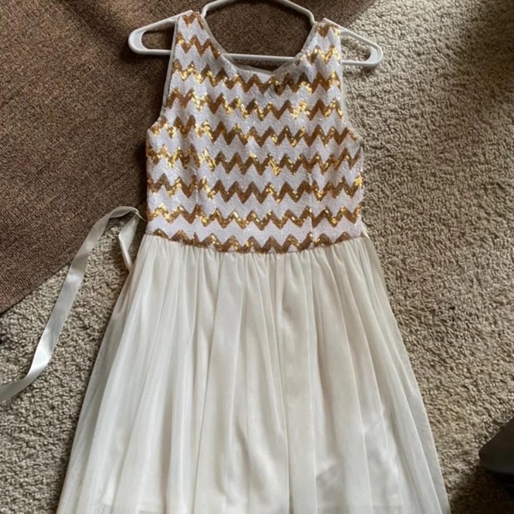 White and Gold Party Dress